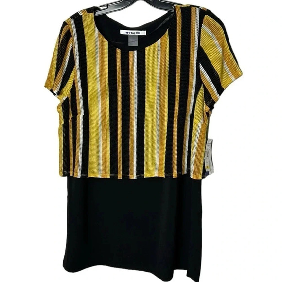 Striped loose knit blouse,twofer, office siren ,business casual,size SM & M - Picture 1 of 12